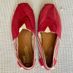 Toms Red/White Stripes Espadrille Alpargata